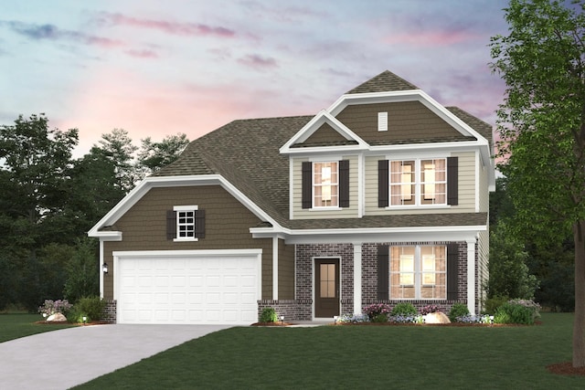 264 Subban Ct, Lebanon, TN 37087 - craftsman inspired home featuring a yard, roof with shingles, driveway, a porch, and brick siding