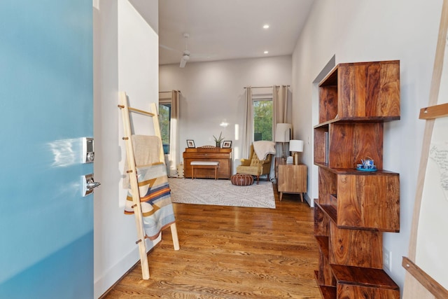 entryway featuring recessed lighting and wood finished floors