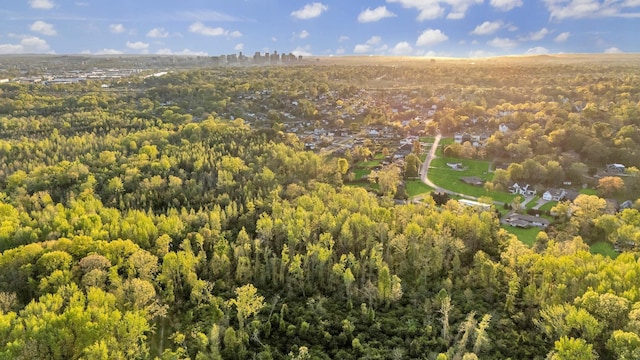 birds eye view of property with a forest view