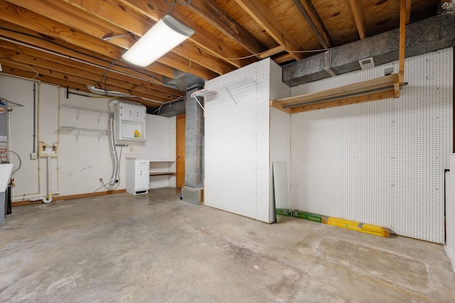 view of unfinished basement