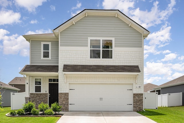 118 Olivia Cir, Chapel Hill, TN 37034 - view of front facade with stone siding, a shingled roof, concrete driveway, and an attached garage