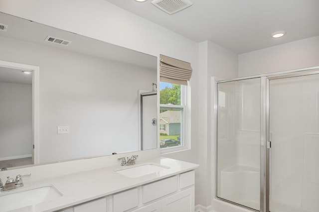118 Olivia Cir, Chapel Hill, TN 37034 - bathroom featuring a stall shower, double vanity, and recessed lighting