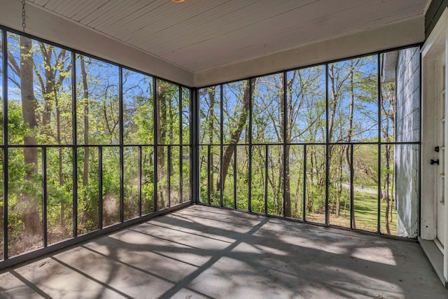 view of unfurnished sunroom