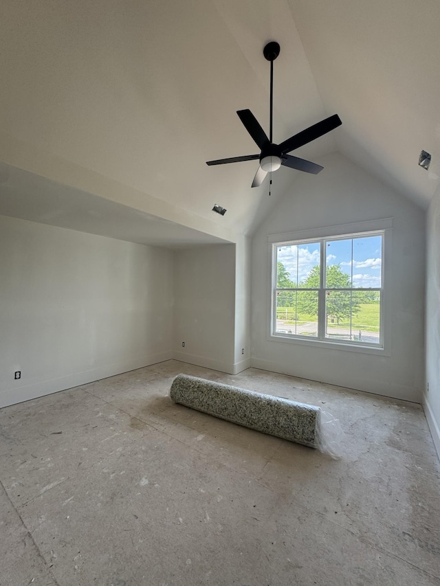 446 Roberts St, Murfreesboro, TN 37130 - interior space featuring visible vents, ceiling fan, lofted ceiling, and baseboards