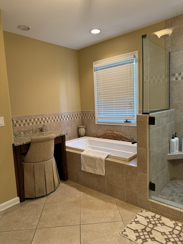 15 Cheekwood Ln, Cadiz, KY 42211 - full bathroom featuring recessed lighting, a shower stall, a garden tub, and tile patterned flooring