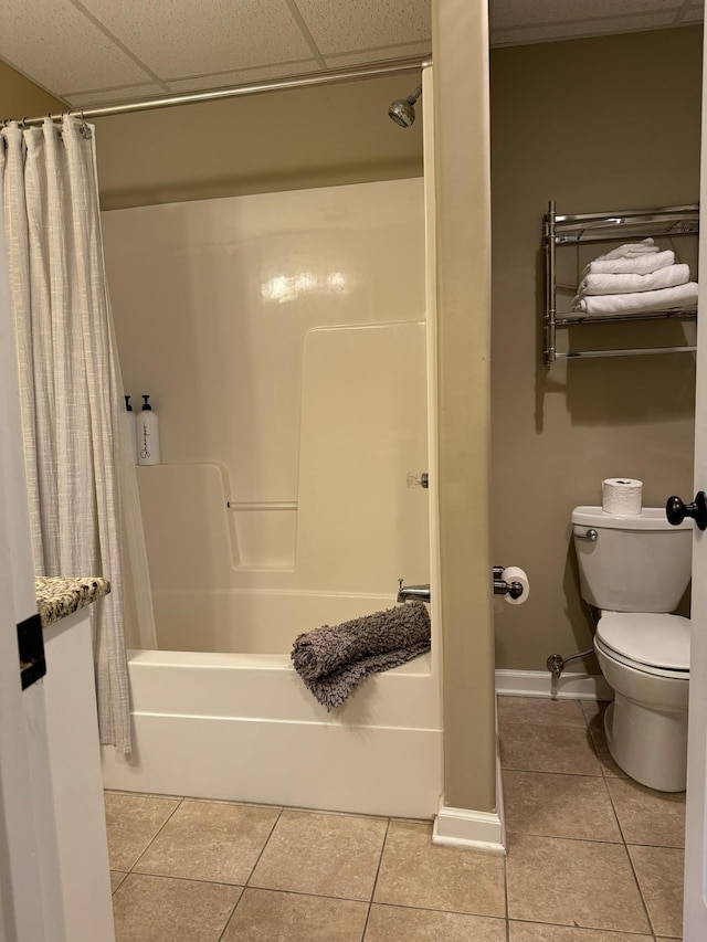 15 Cheekwood Ln, Cadiz, KY 42211 - bathroom with a drop ceiling, tile patterned floors, toilet, and shower / bath combination with curtain