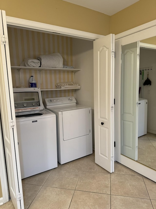15 Cheekwood Ln, Cadiz, KY 42211 - clothes washing area featuring washer and dryer, laundry area, and light tile patterned floors