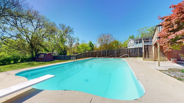 1001 Clearview Dr, Mount Juliet, TN 37122 - view of swimming pool with a fenced backyard, stairs, a shed, and a patio