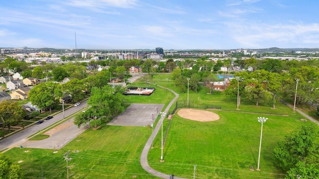 bird's eye view with a city view