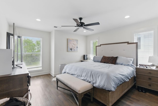 2002 Manchester Ave, Nashville, TN 37218 - bedroom featuring dark wood-type flooring, visible vents, baseboards, and recessed lighting