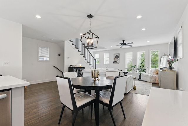 2002 Manchester Ave, Nashville, TN 37218 - dining space with recessed lighting, stairway, baseboards, and dark wood-style flooring