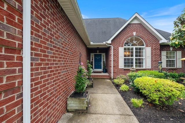 102 Munson Ct, Smyrna, TN 37167 - doorway to property featuring brick siding and roof with shingles