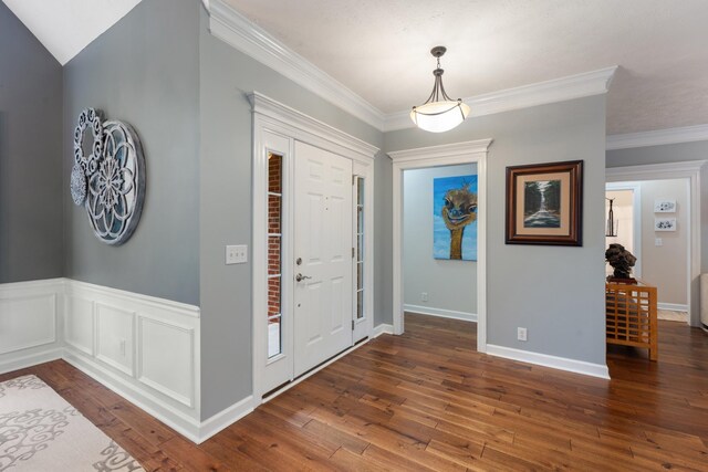 102 Munson Ct, Smyrna, TN 37167 - entrance foyer featuring dark wood-style floors, ornamental molding, and baseboards