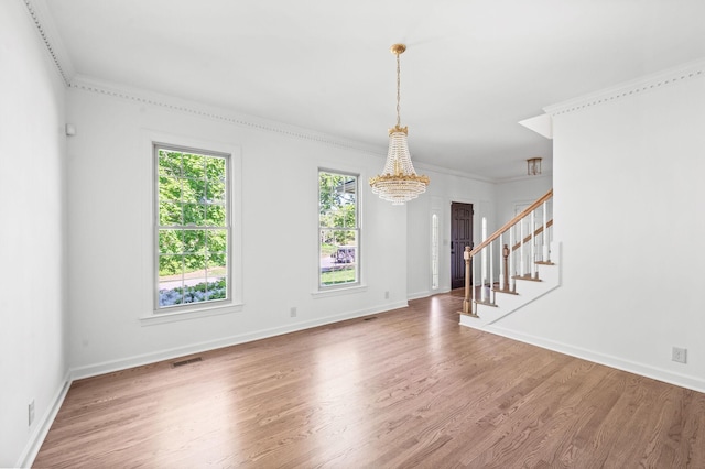 1008 Green Hill Cv, Brentwood, TN 37027 - interior space featuring visible vents, baseboards, a chandelier, wood finished floors, and stairway