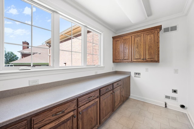 1008 Green Hill Cv, Brentwood, TN 37027 - washroom with hookup for an electric dryer, cabinet space, visible vents, and baseboards