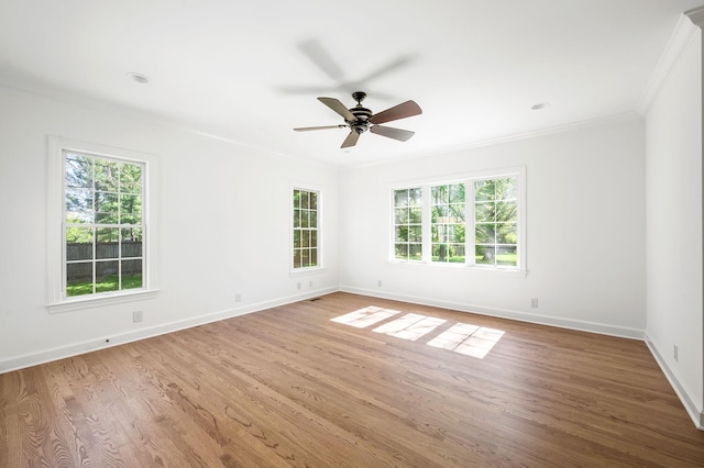 1008 Green Hill Cv, Brentwood, TN 37027 - unfurnished room featuring ceiling fan, baseboards, ornamental molding, and wood finished floors