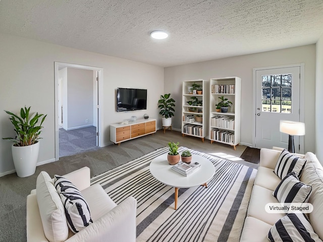 958 Clearview Rd, Cottontown, TN 37048 - living area with baseboards, a textured ceiling, and carpet