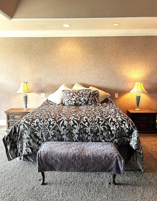 247 Woods Ferry Cir, Gallatin, TN 37066 - bedroom with carpet floors, crown molding, and recessed lighting