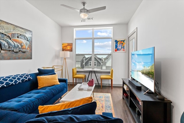 1638 54th Ave N Unit 320, Nashville, TN 37209 - living area with a ceiling fan, wood finished floors, and visible vents