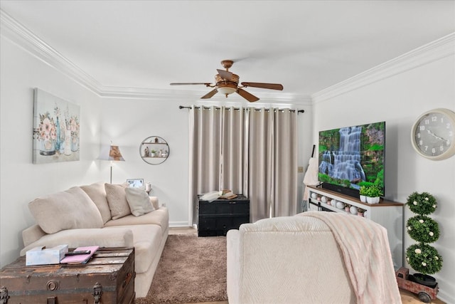470 S Main St Unit 106, Ashland City, TN 37015 - carpeted living room with ceiling fan and ornamental molding