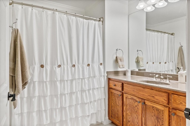 470 S Main St Unit 106, Ashland City, TN 37015 - bathroom featuring vanity, curtained shower, and crown molding