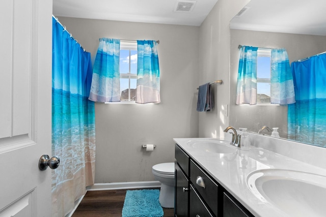 bathroom with a healthy amount of sunlight, a sink, and visible vents
