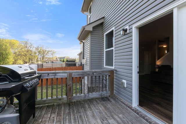 wooden terrace with grilling area