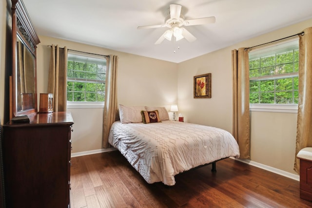110 Ewingville Dr, Franklin, TN 37064 - bedroom with wood finished floors, baseboards, and a ceiling fan