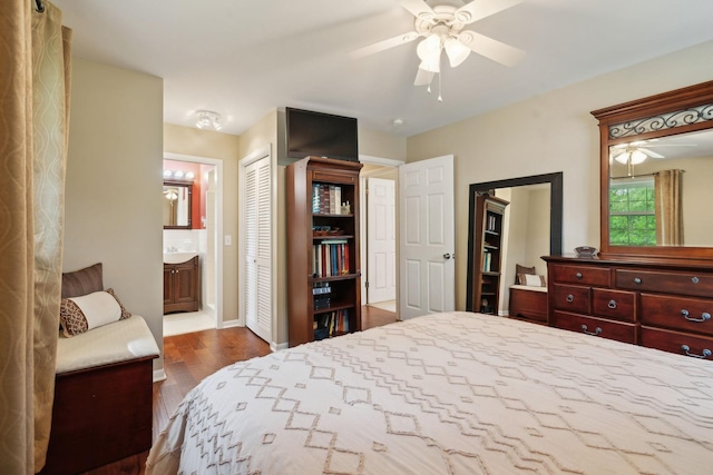 110 Ewingville Dr, Franklin, TN 37064 - bedroom featuring wood finished floors, a closet, and connected bathroom