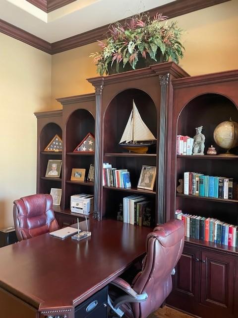 889 Plantation Blvd, Gallatin, TN 37066 - home office featuring a tray ceiling and crown molding