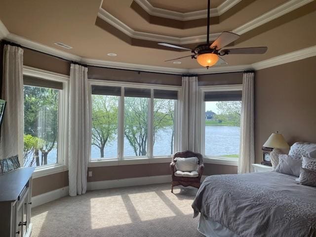 889 Plantation Blvd, Gallatin, TN 37066 - bedroom with multiple windows, light carpet, a tray ceiling, and crown molding