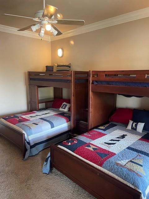 889 Plantation Blvd, Gallatin, TN 37066 - bedroom with ceiling fan, crown molding, and carpet