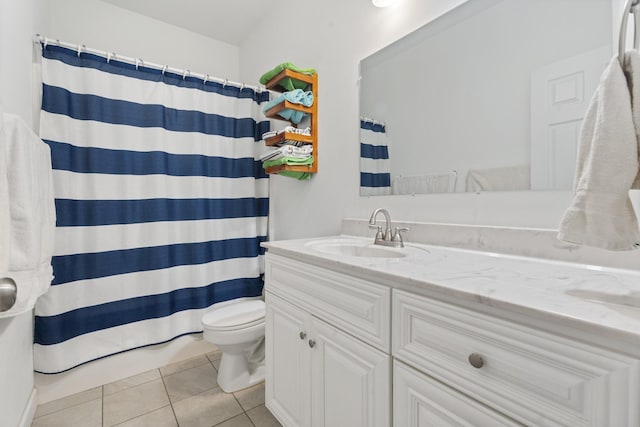 6336 Hickory Dr, Centerville, TN 37033 - bathroom with vanity, tile patterned floors, and a shower with shower curtain