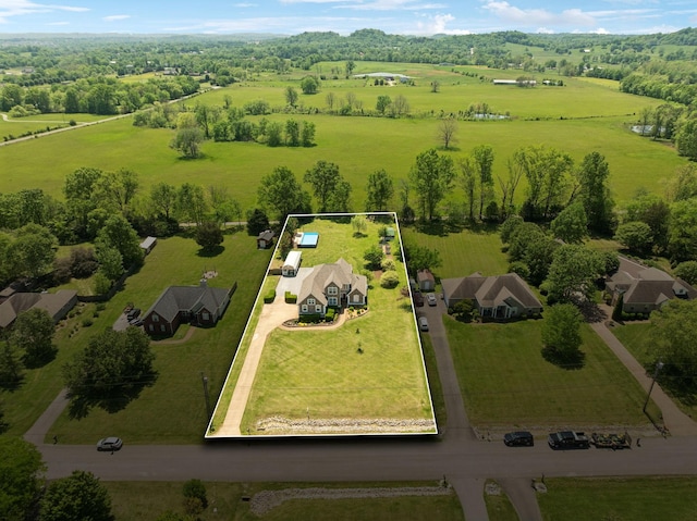 drone / aerial view with a rural view