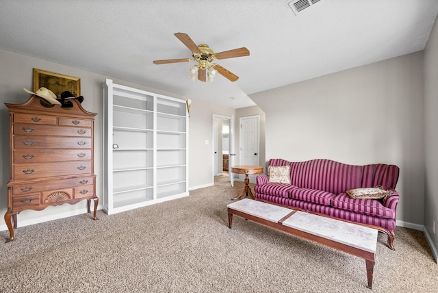 2413 Tana Way, Clarksville, TN 37042 - sitting room with baseboards, a ceiling fan, carpet flooring, and visible vents