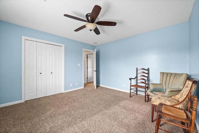 2413 Tana Way, Clarksville, TN 37042 - living area featuring carpet, a ceiling fan, and baseboards