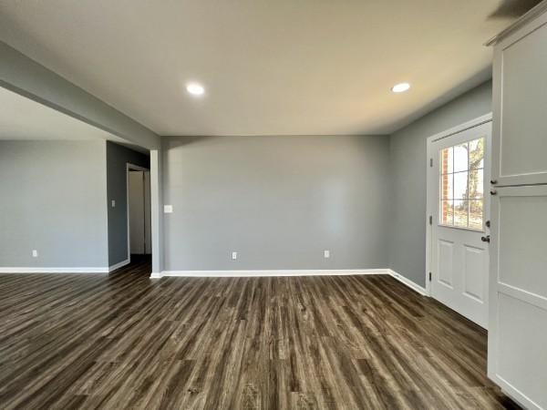 210 Ragan St, Tullahoma, TN 37388 - interior space with baseboards, recessed lighting, and dark wood finished floors