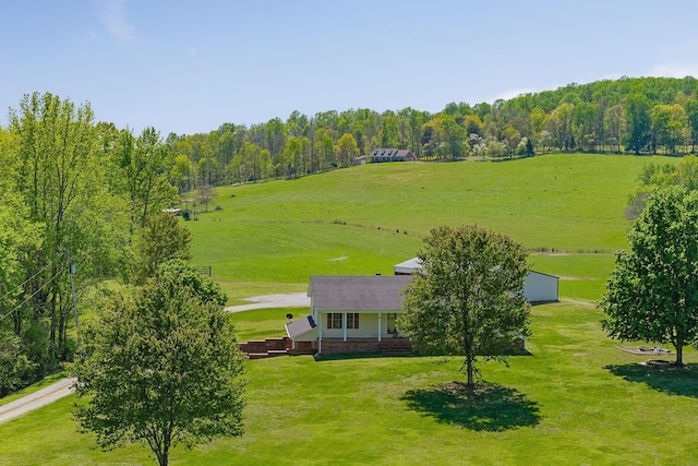 drone / aerial view featuring a rural view