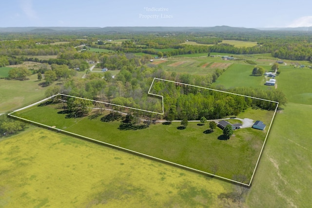 bird's eye view with a rural view