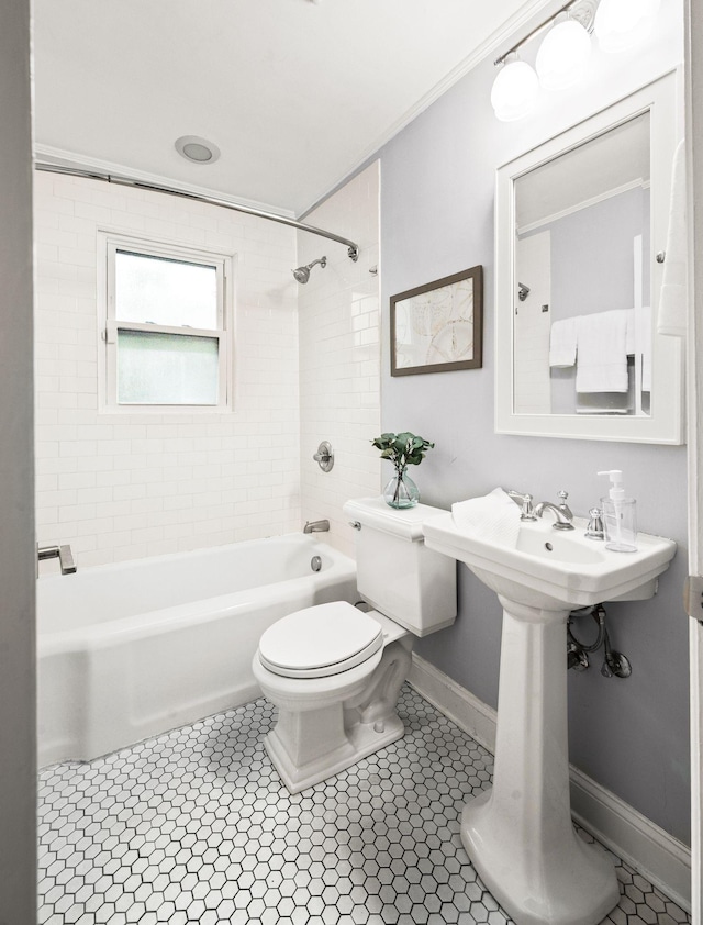 120 39th Ave N, Nashville, TN 37209 - full bathroom with shower / bathing tub combination, toilet, tile patterned floors, and baseboards