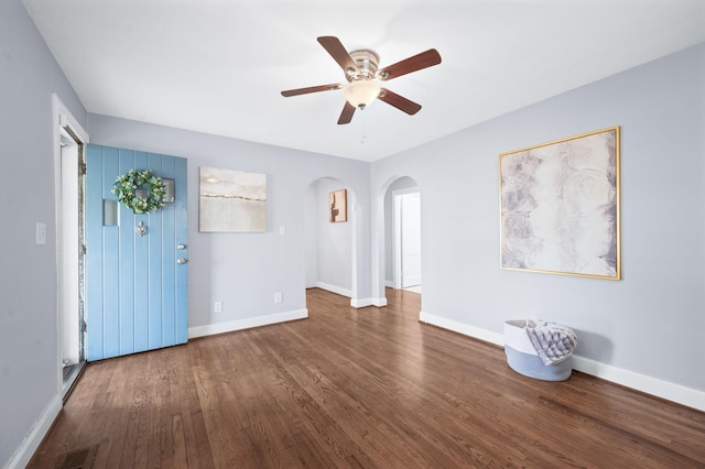 120 39th Ave N, Nashville, TN 37209 - interior space with arched walkways, wood finished floors, visible vents, and ceiling fan