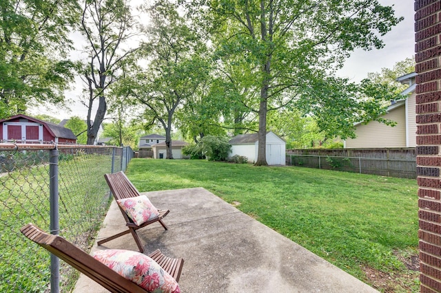 120 39th Ave N, Nashville, TN 37209 - view of yard with a patio area, a fenced backyard, an outdoor structure, and a storage shed