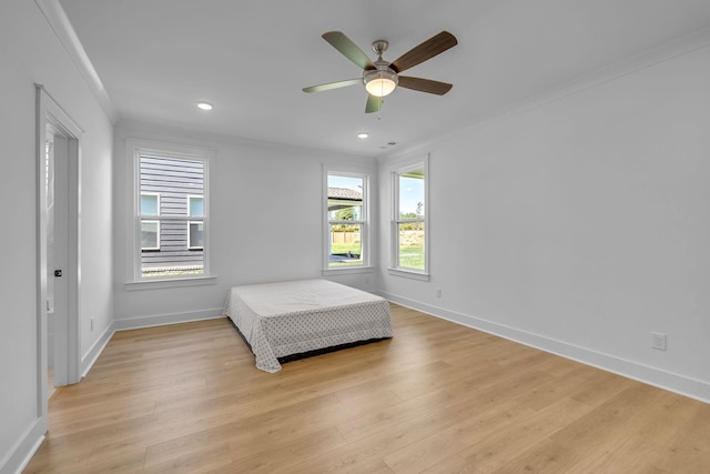 698 Conifer Dr, Spring Hill, TN 37174 - bedroom with multiple windows, ornamental molding, baseboards, light wood finished floors, and recessed lighting