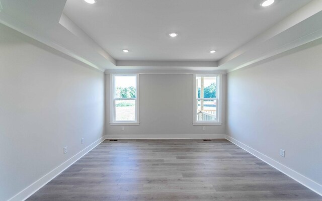 7295 NW Hwy, Fairview, TN 37062 - spare room featuring recessed lighting, a tray ceiling, baseboards, and wood finished floors