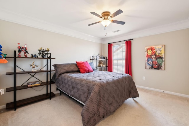 107 Jasmine Ct, Gallatin, TN 37066 - bedroom featuring crown molding, light colored carpet, baseboards, and a ceiling fan