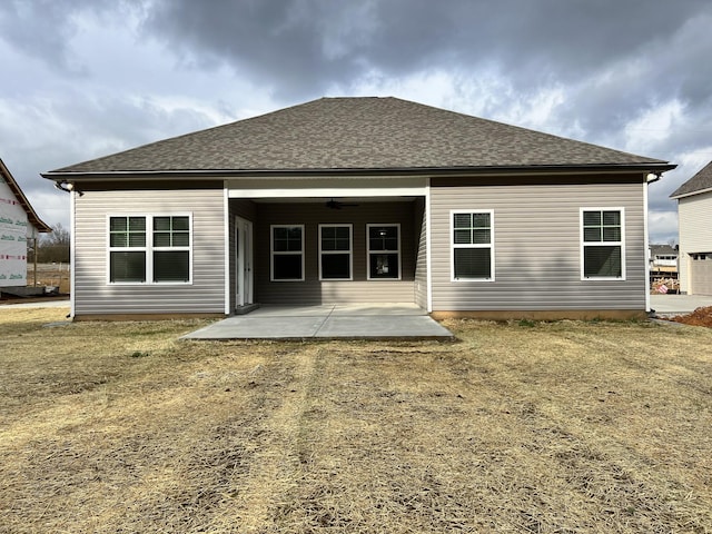 604 Rabbit Branch Rd, Shelbyville, TN 37160 - back of house with a patio area, roof with shingles, and ceiling fan