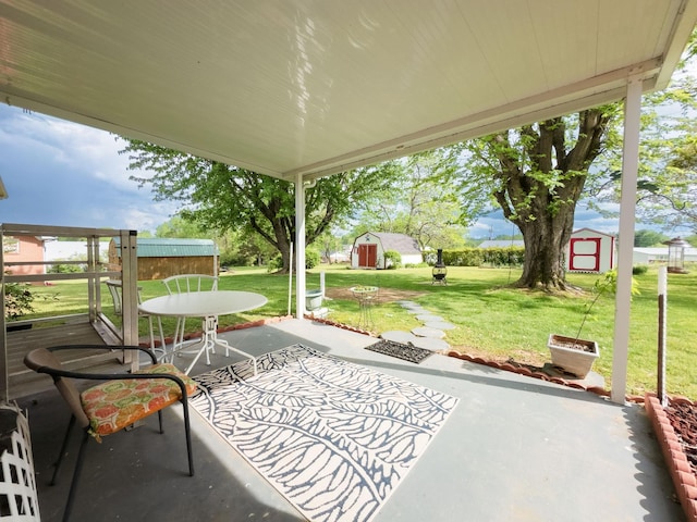 107 Hillis St, Mcminnville, TN 37110 - view of patio / terrace with an outbuilding and a storage shed