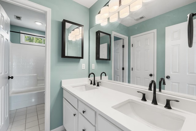 bathroom featuring a sink, tile patterned flooring, and visible vents
