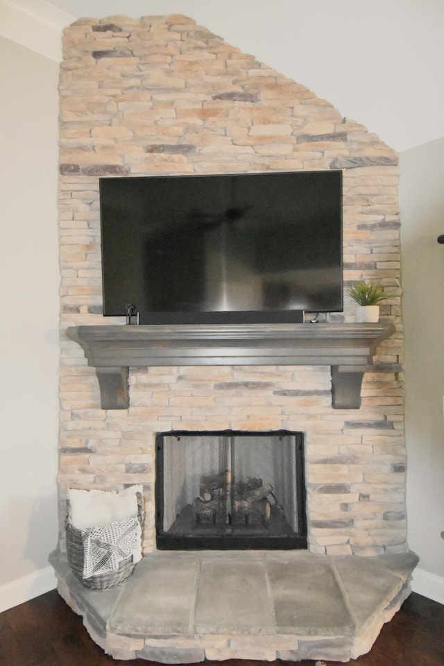146 Neecee Dr, Smyrna, TN 37167 - room details featuring a fireplace, wood finished floors, and baseboards