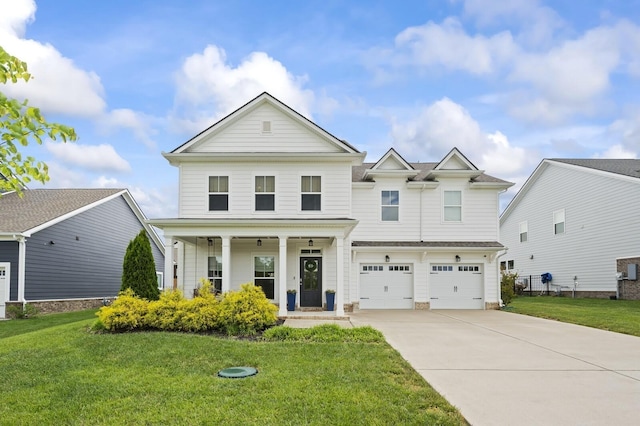 1239 Proprietors Pl, Murfreesboro, TN 37128 - view of front of house with a front lawn, driveway, a porch, and a garage
